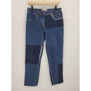 Preen Line XS Patchwork Straight Leg Ankle Jeans Pants Blue Unique